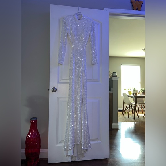 La Femme white sequin gown - Picture 1 of 3